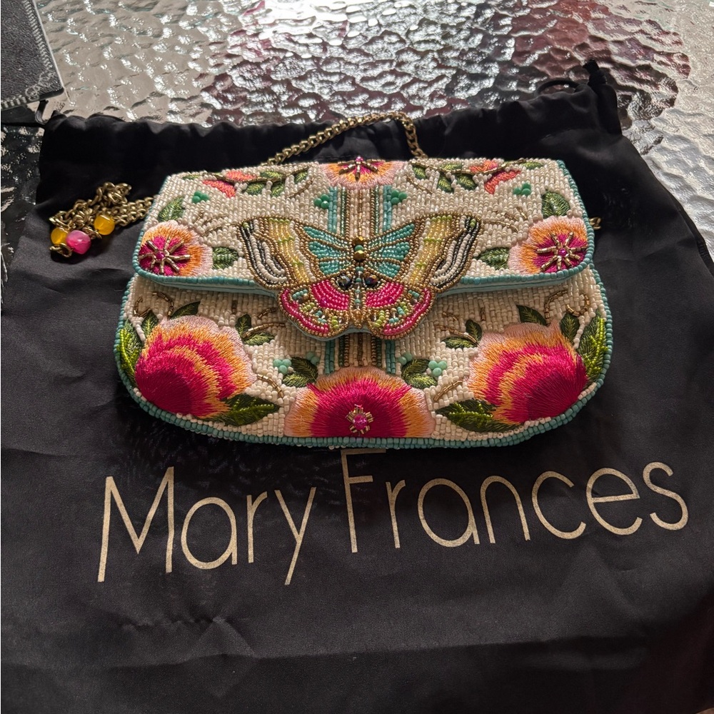 Mary Frances Floral Butterfly Beaded Clutch